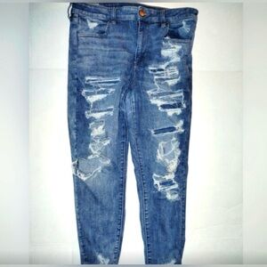 American Eagle Outfitters Distressed Blue Ripped Jeans
